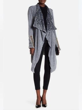 Aratta Silent Journey Draped Open-Front Cardigan with Embellished Cuffs